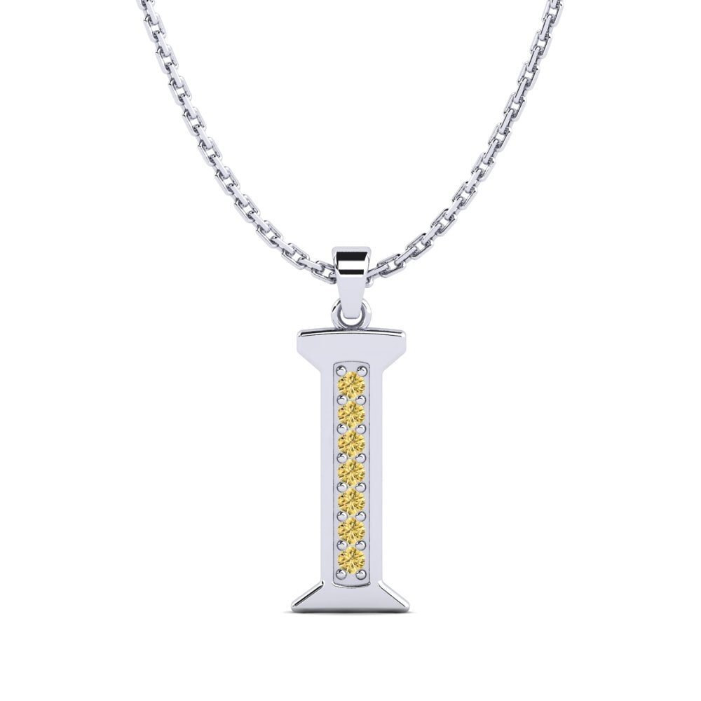 Weißgold 585 Gelber Diamant Damen anhänger Lata - I