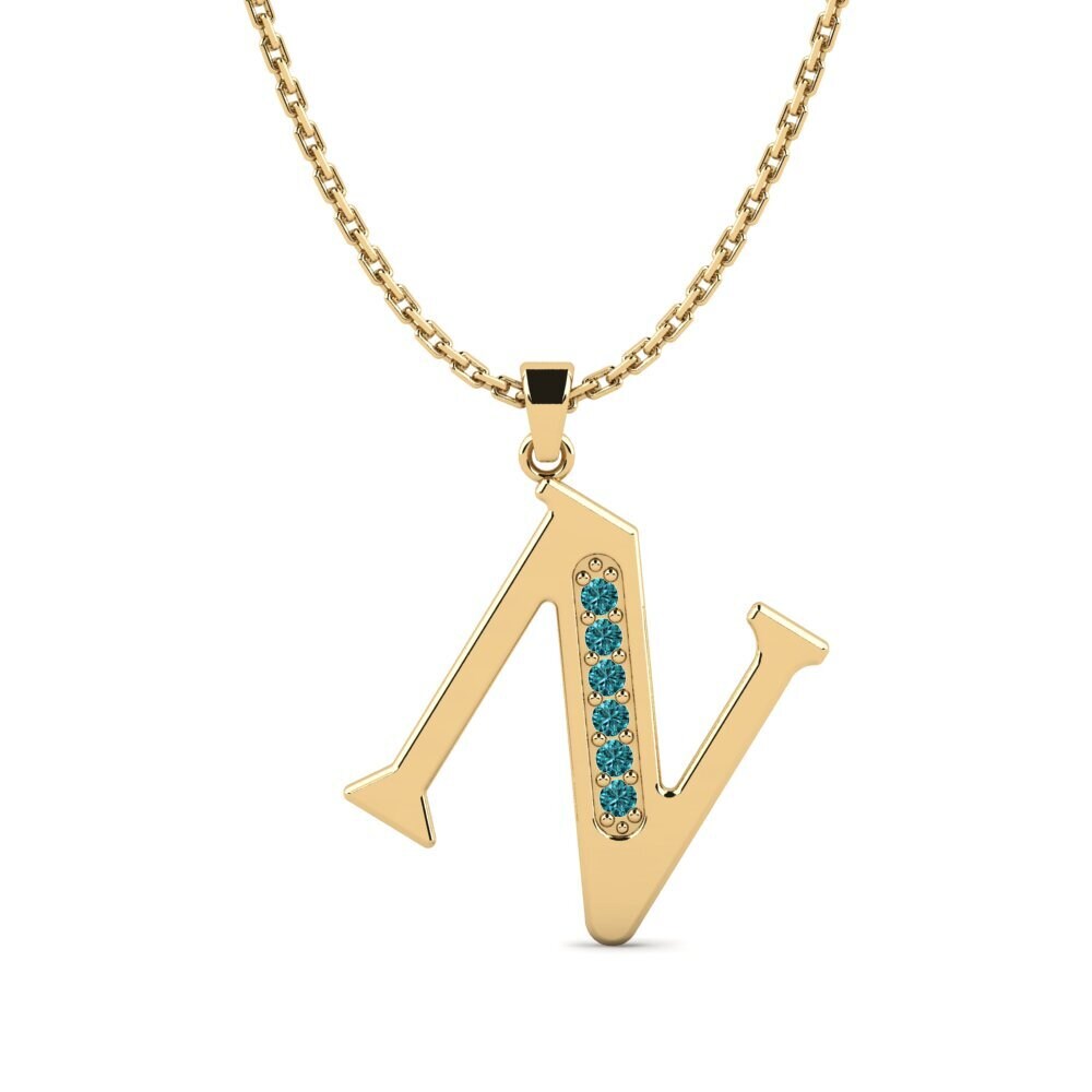 Rund Blauer Diamant Damen anhänger Lata - N