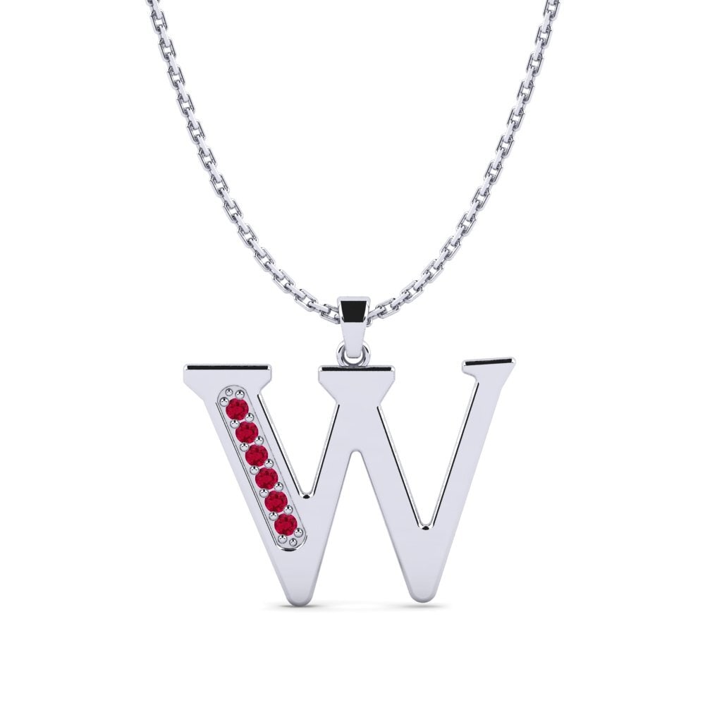 White Silver Ruby Women's Pendant Lata - W