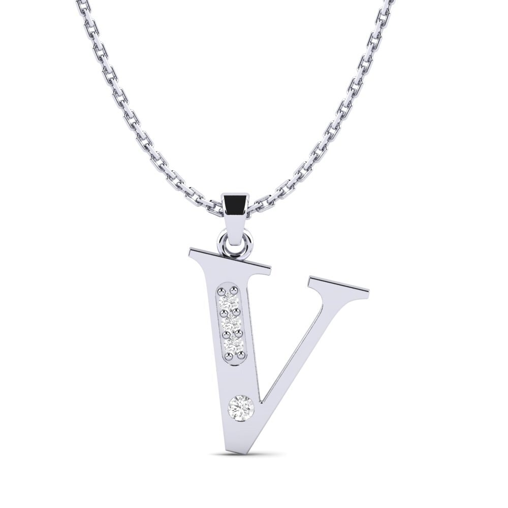 Weißgold 375 Weißer Saphir Damen anhänger Psyna - V