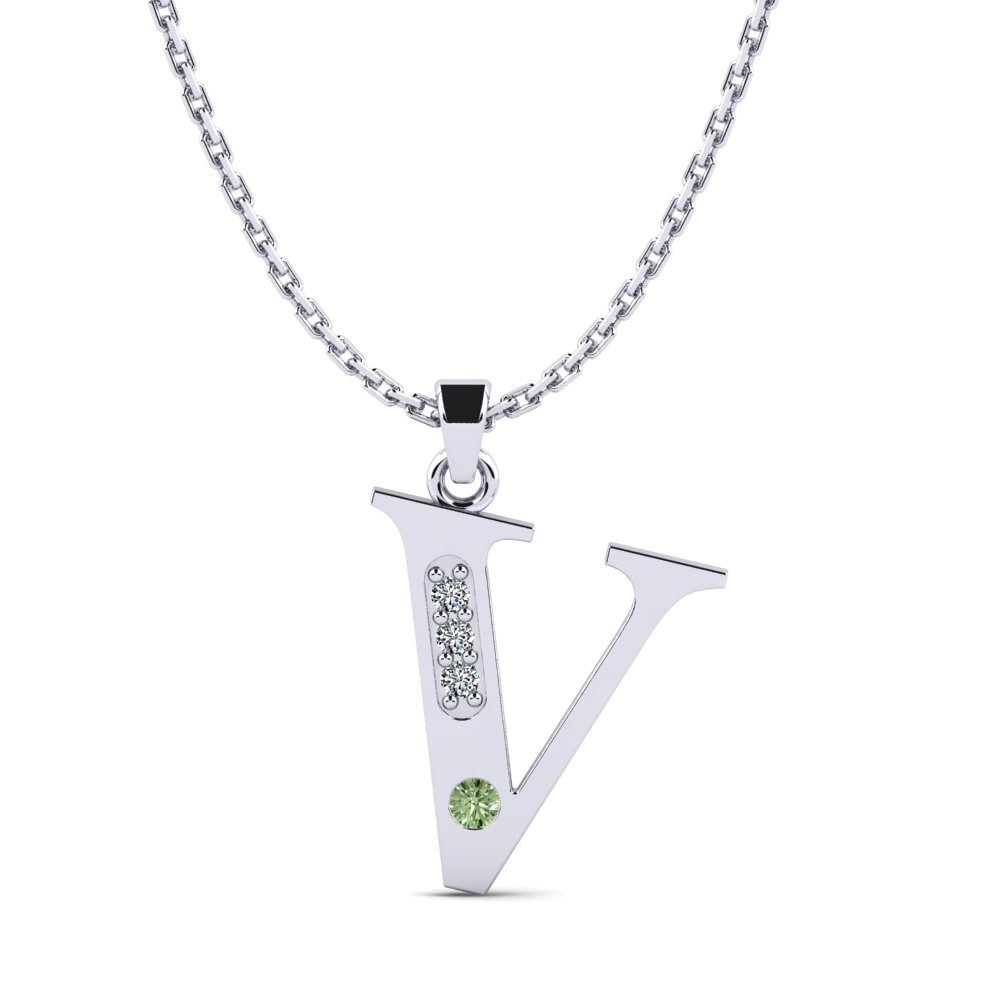950 Palladium Grüner Diamant Damen anhänger Psyna - V