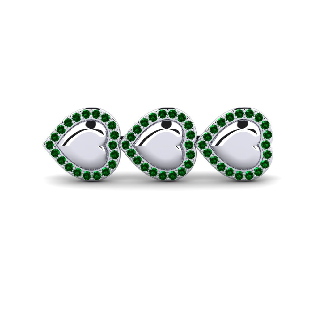 14ct White Gold Green Zirconia Brooch Buxembr