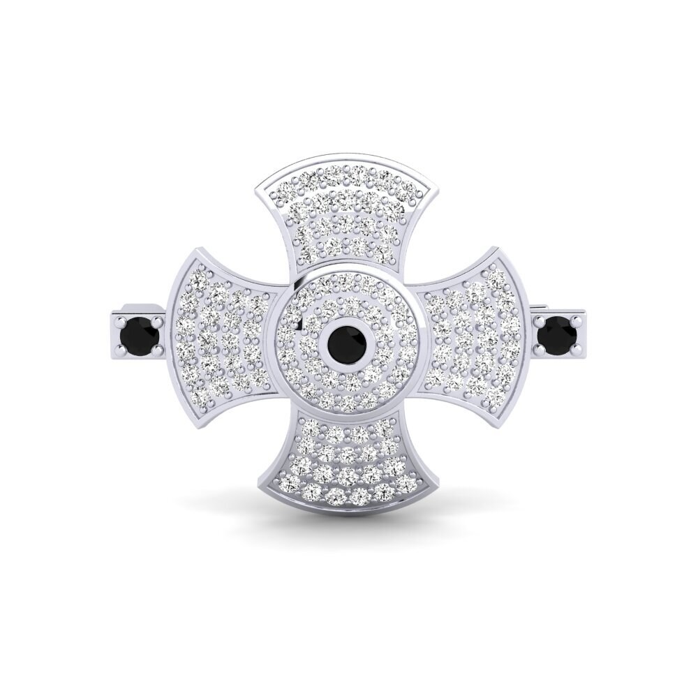 950 Platinum Black Onyx Brooch Cagers