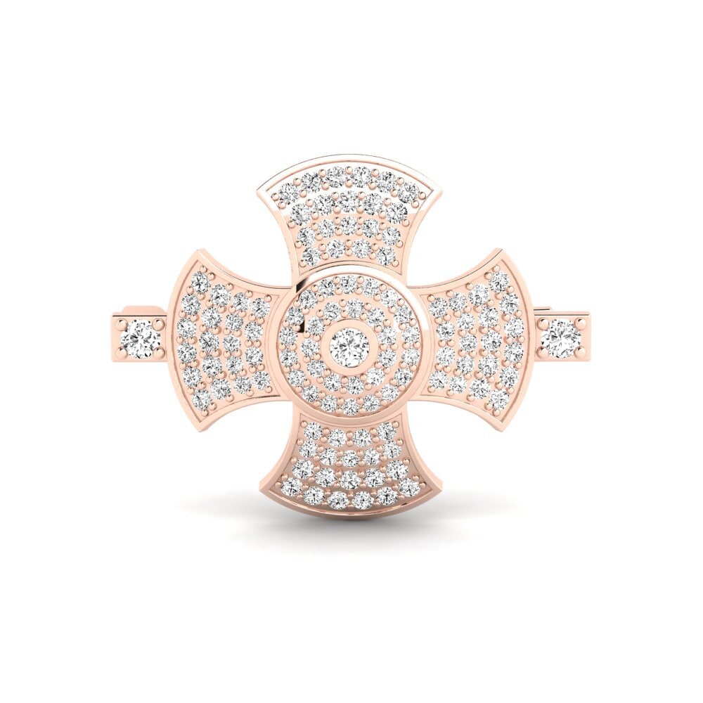 14ct Rose Gold Moissanite Brooch Cagers