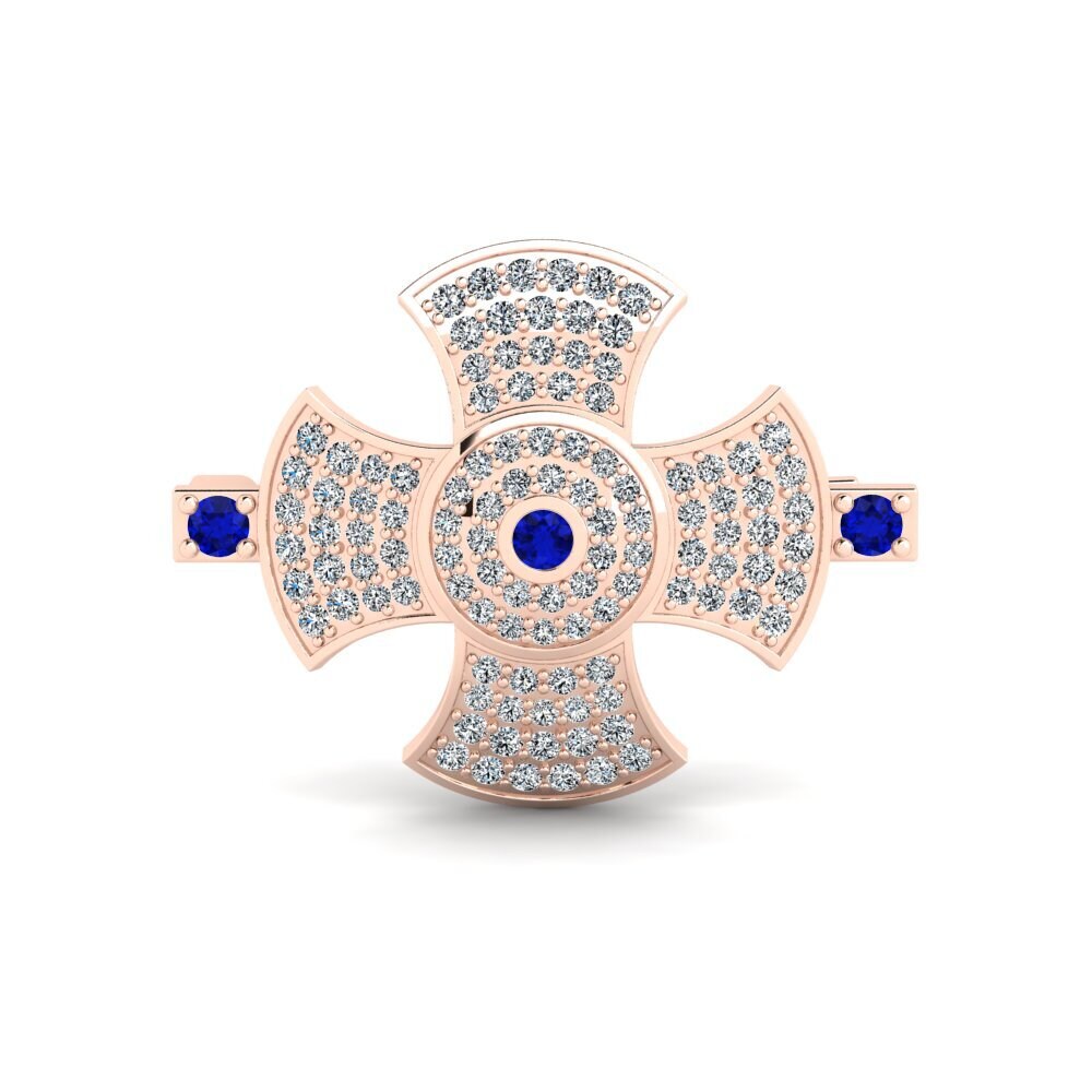 14k Oro Rosa Zafiro Broche Cagers