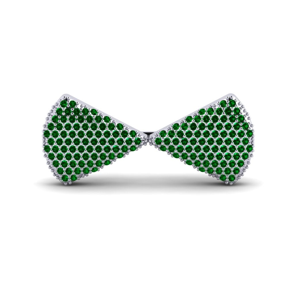 14ct White Gold Green Zirconia Brooch Fakersi