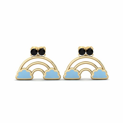 Kids Earring Maillet 585 Yellow Gold & Black Onyx