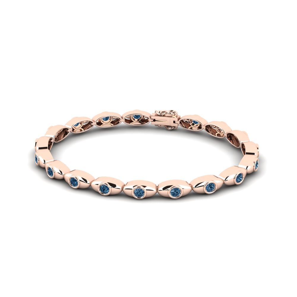 14ct Rose Gold Blue Diamond Men's Bracelet Seany