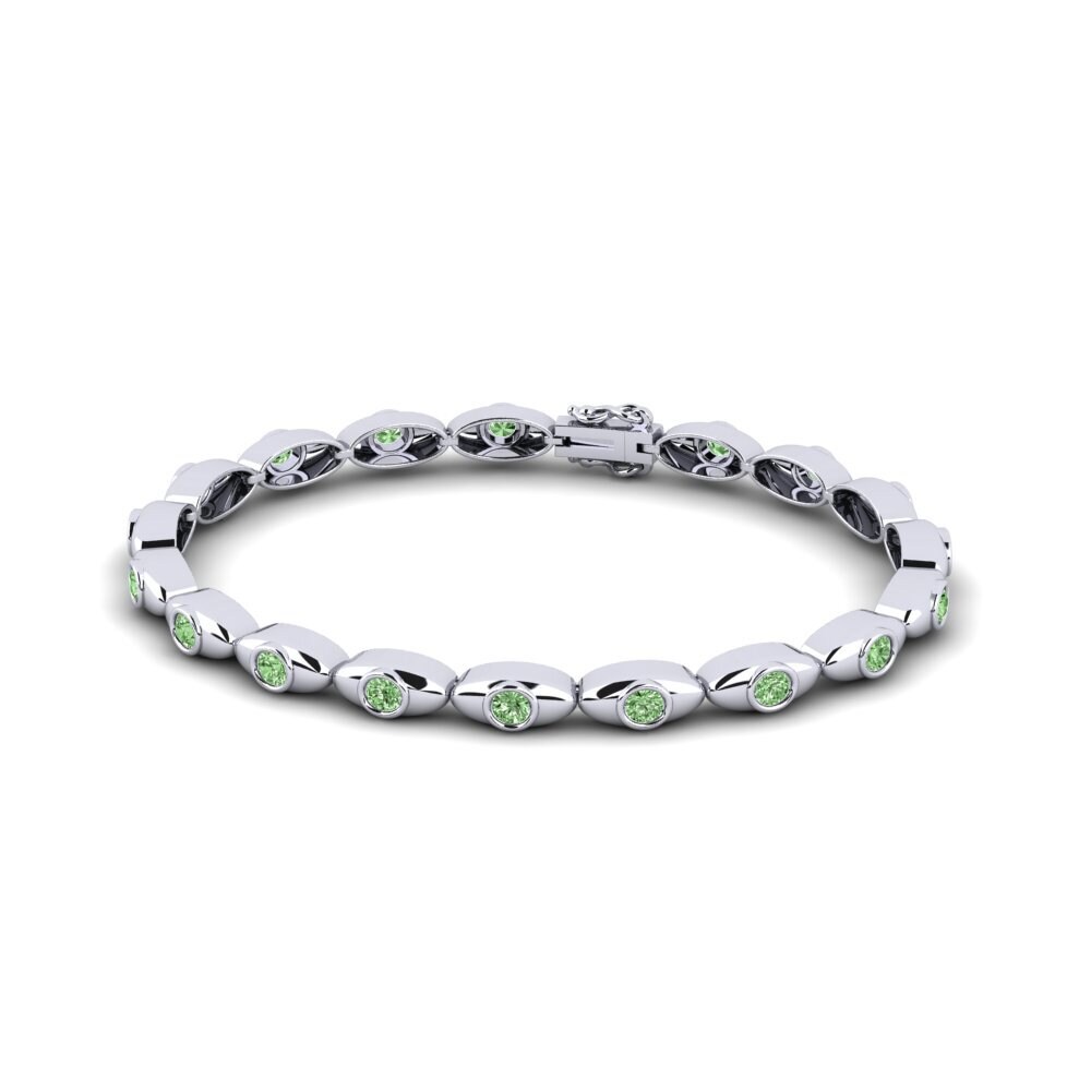 9ct White Gold Green Diamond Men's Bracelet Seany