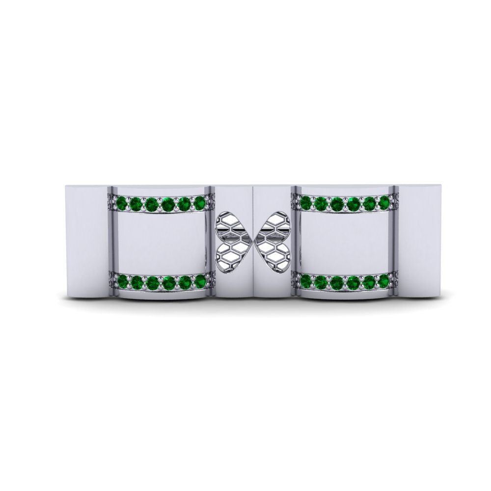 14ct White Gold Green Zirconia Brooch Uragonl