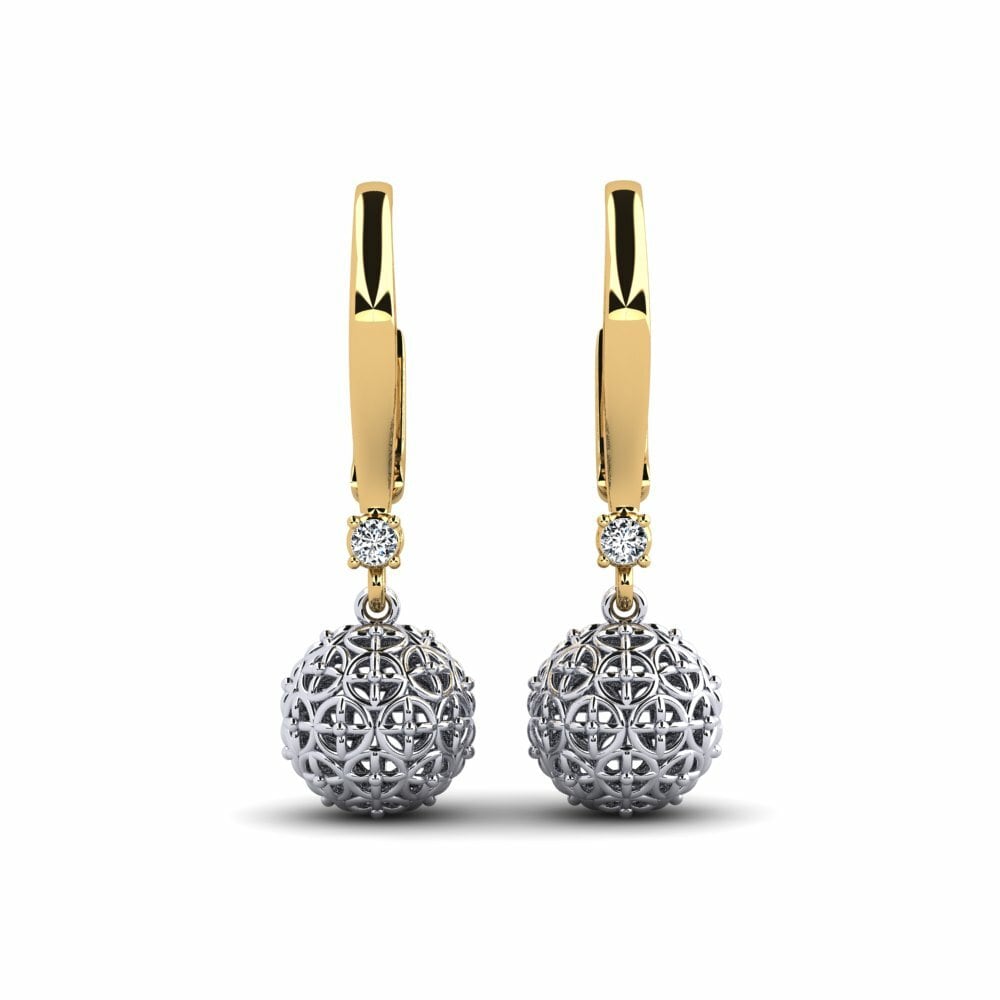 14k Oro Amarillo & Blanco Pendiente de mujer Daglotaj