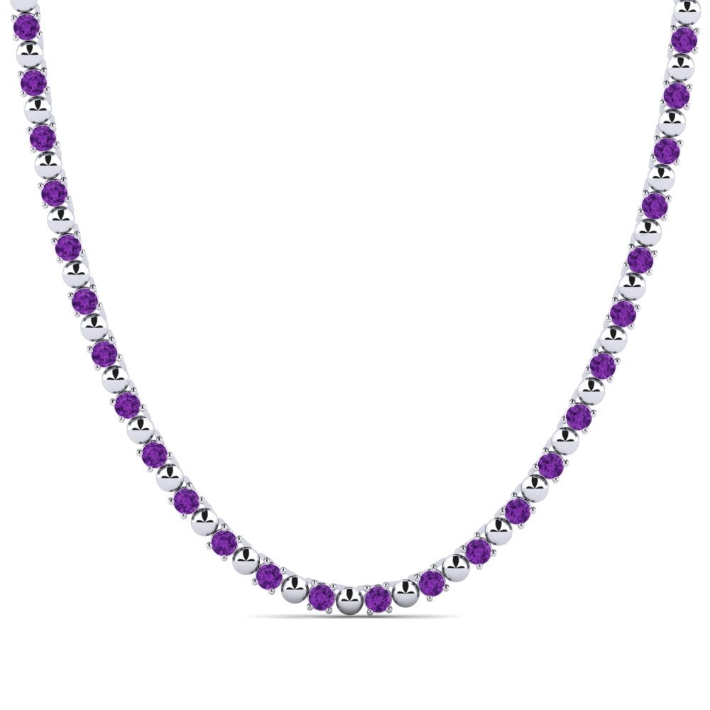 Weißgold 375 Amethyst Herren-Halskette Cylo