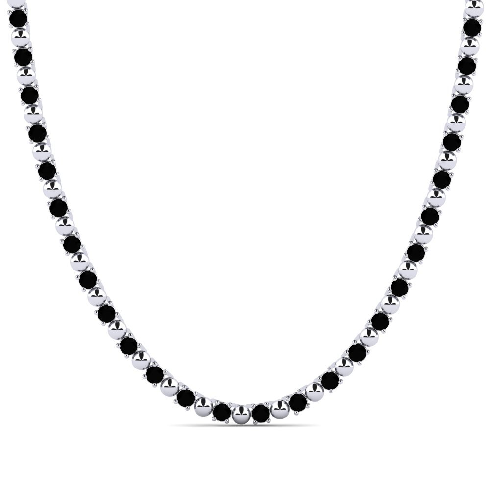 Weißgold 375 Schwarzer Diamant Herren-Halskette Cylo