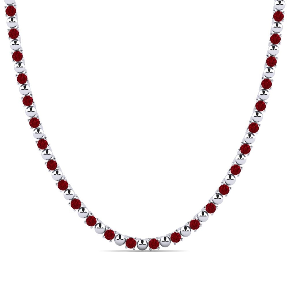 Weißgold 375 Roter Zirkonia Herren-Halskette Cylo
