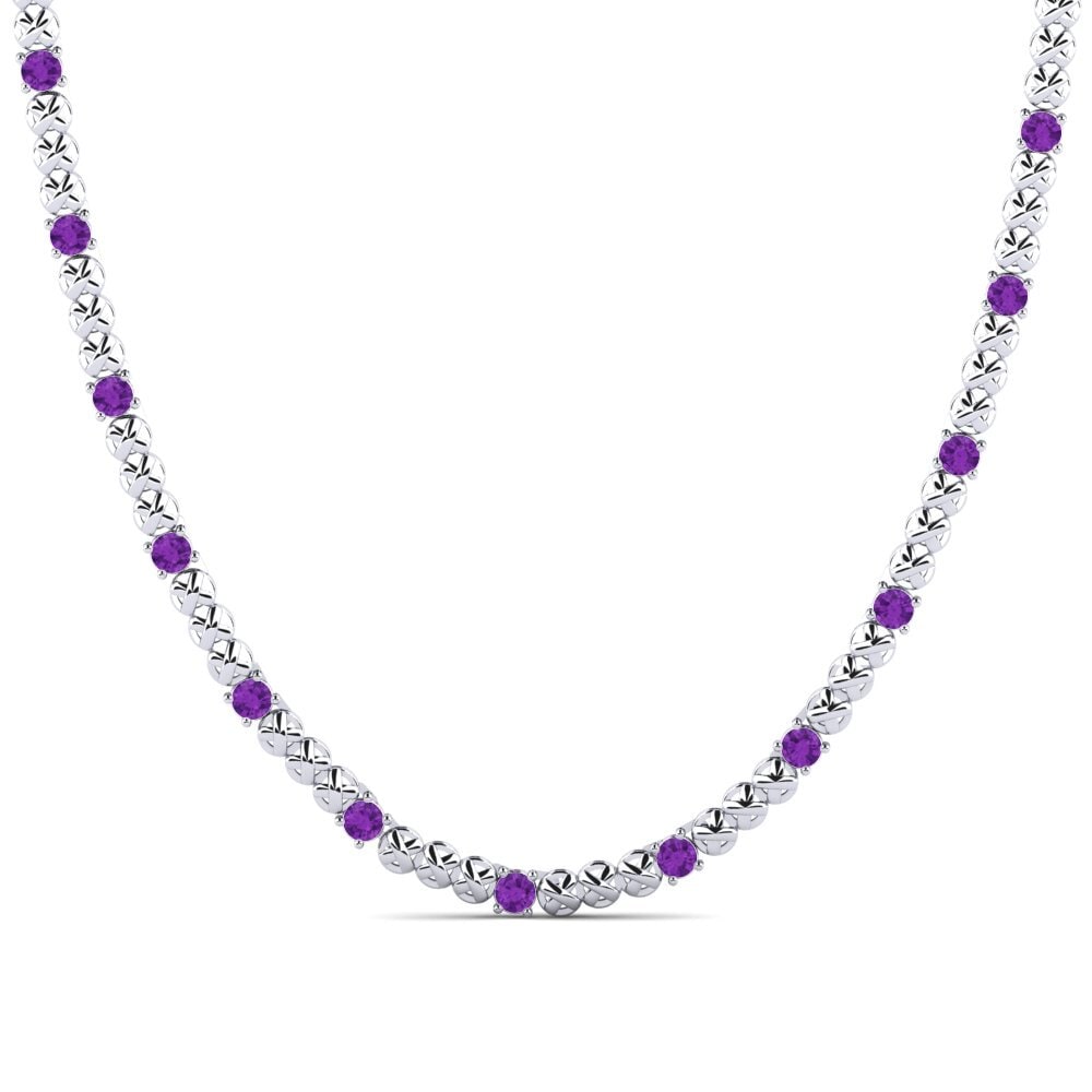 Weißgold 375 Amethyst Herren-Halskette Edand