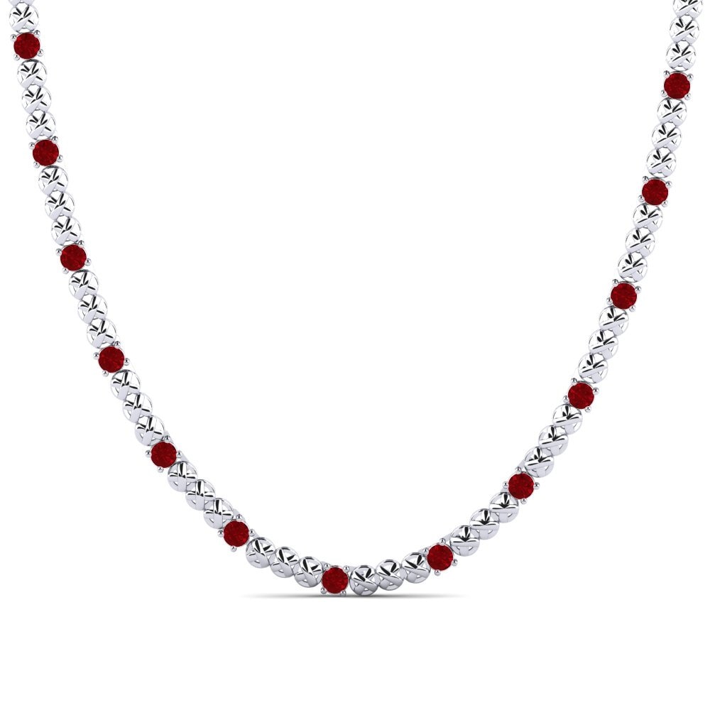 Weißgold 375 Roter Zirkonia Herren-Halskette Edand