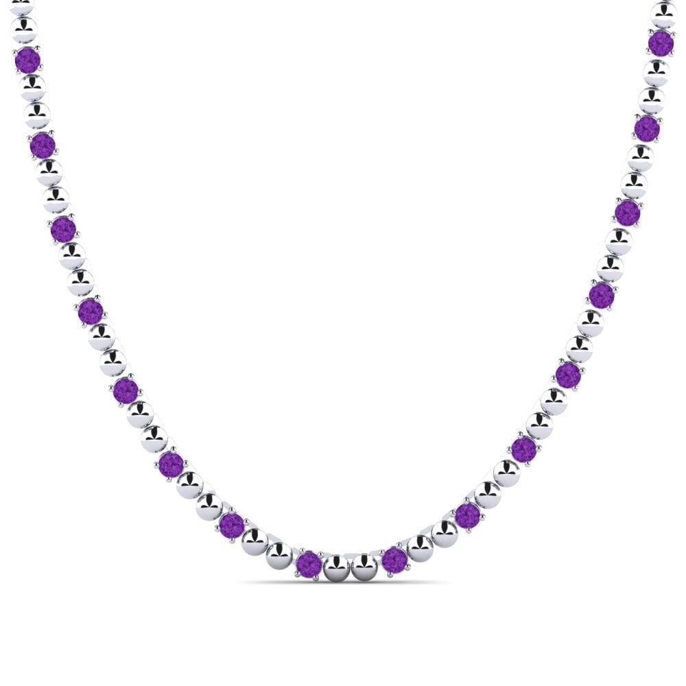 Weißgold 375 Amethyst Herren-Halskette Haur