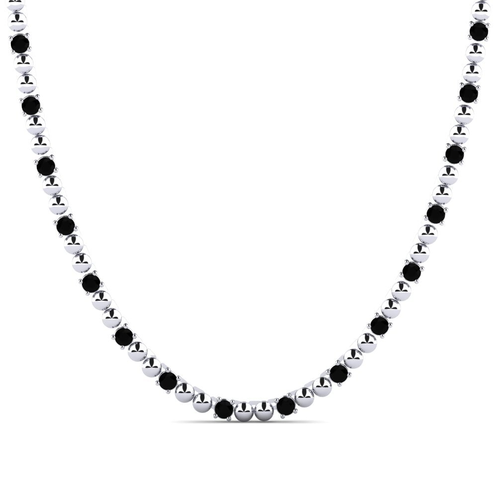 Weißgold 375 Schwarzer Onyx Herren-Halskette Haur