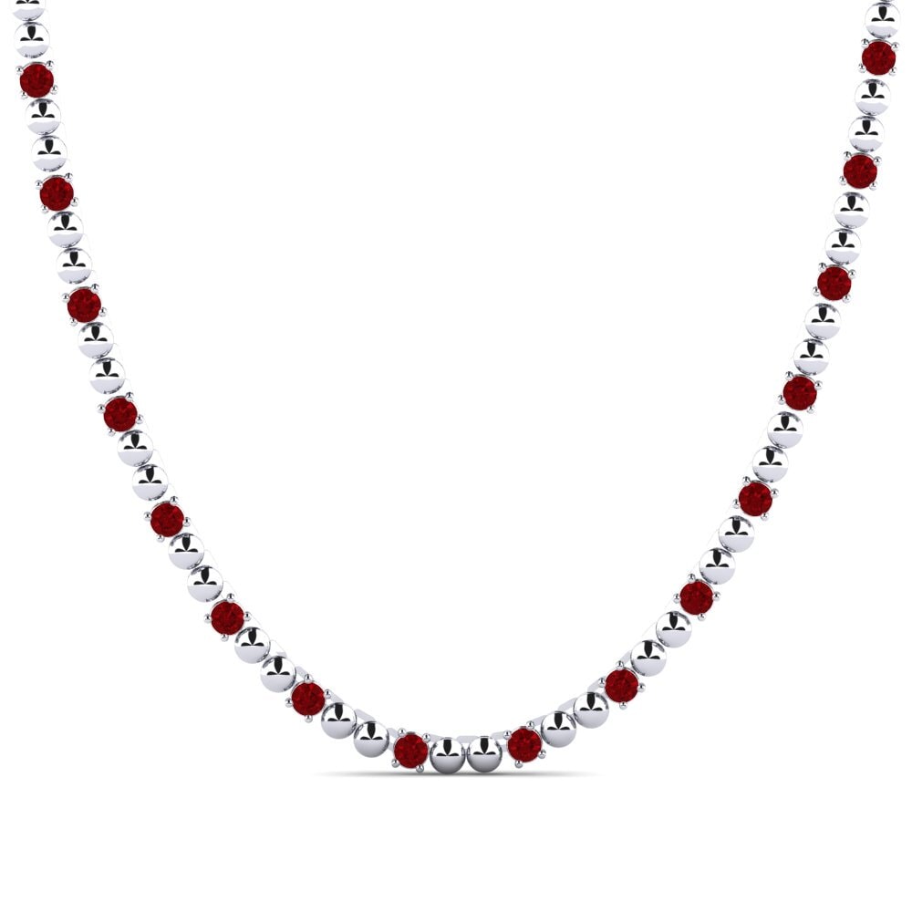 Weißgold 375 Roter Zirkonia Herren-Halskette Haur