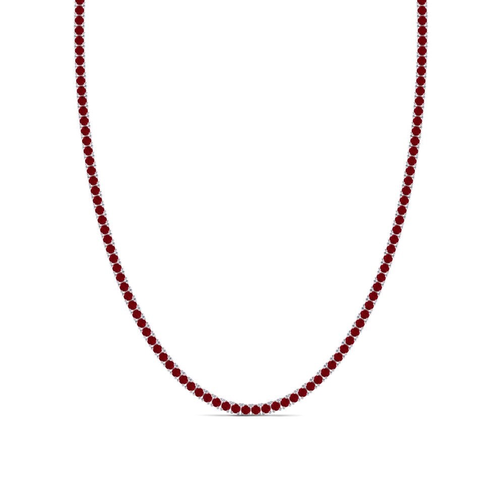 Weißgold 375 Roter Zirkonia Herren-Halskette Lobris - 2.50 mm