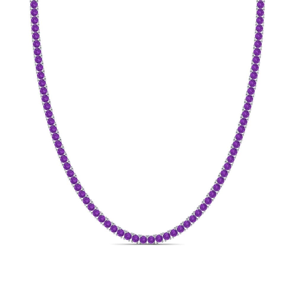 Weißgold 375 Amethyst Herren-Halskette Lobris - 3.00 mm