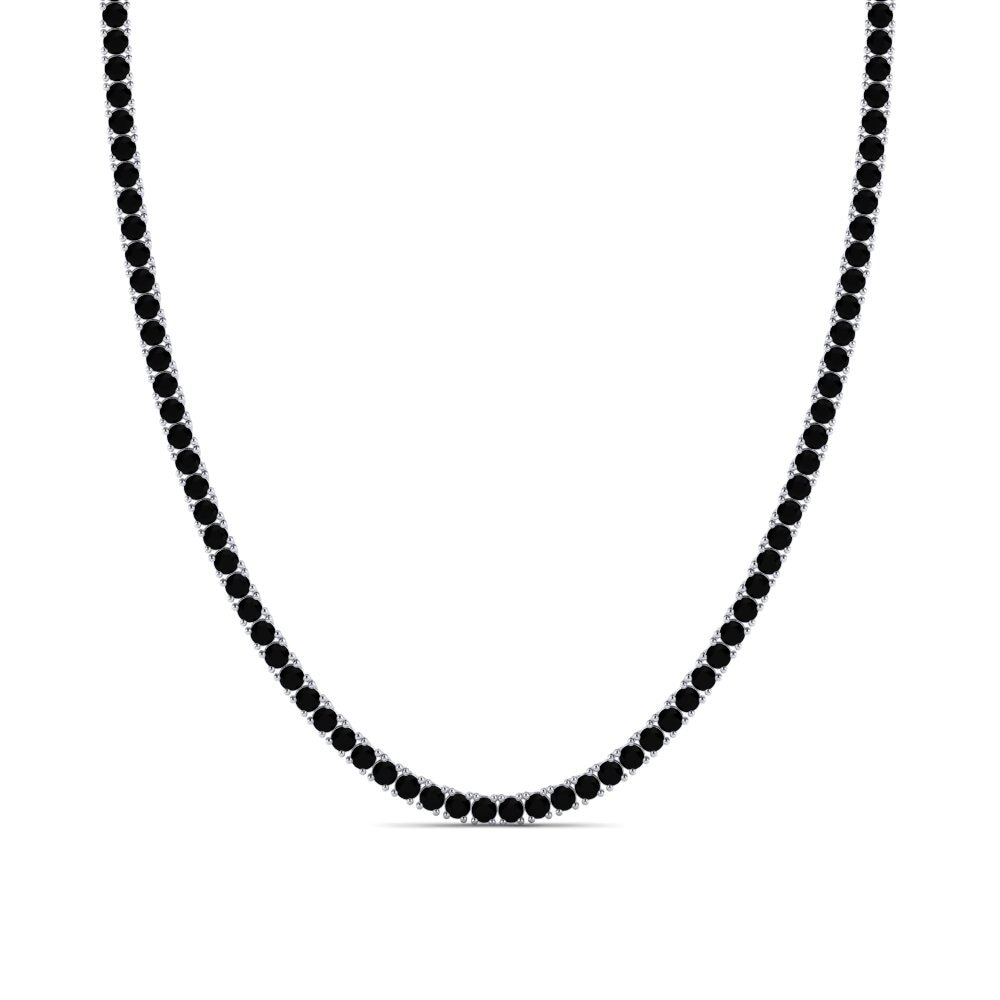Weißgold 375 Schwarzer Onyx Herren-Halskette Lobris - 3.00 mm