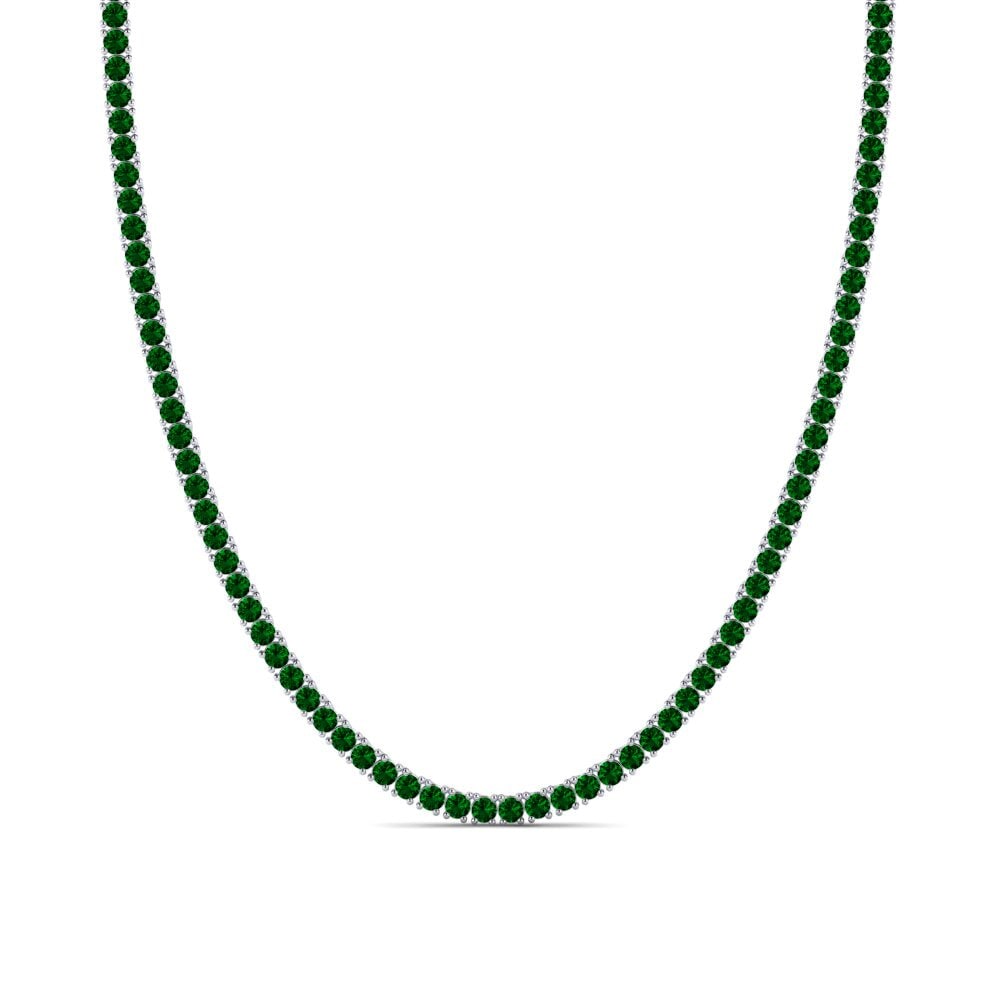 Weißgold 375 Grüner Zirkonia Herren-Halskette Lobris - 3.00 mm