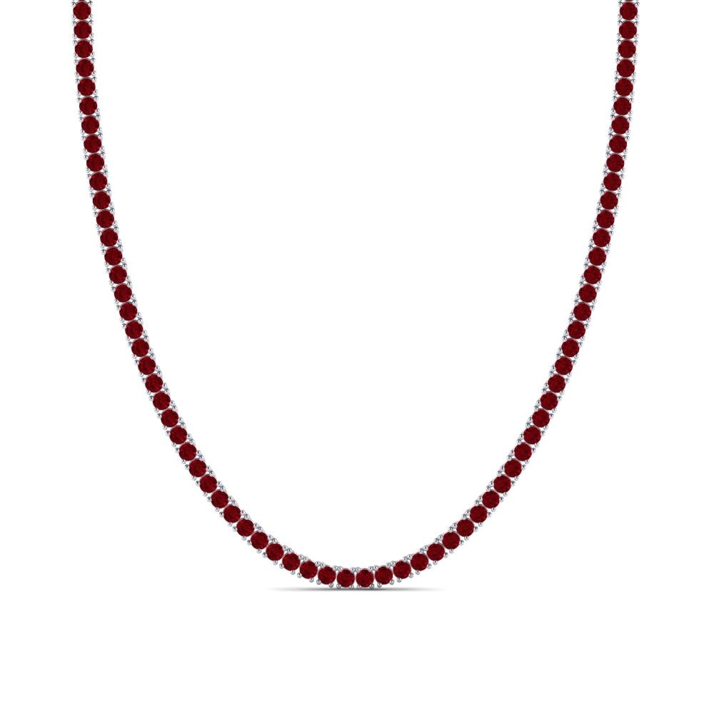 Weißgold 375 Roter Zirkonia Herren-Halskette Lobris - 3.00 mm