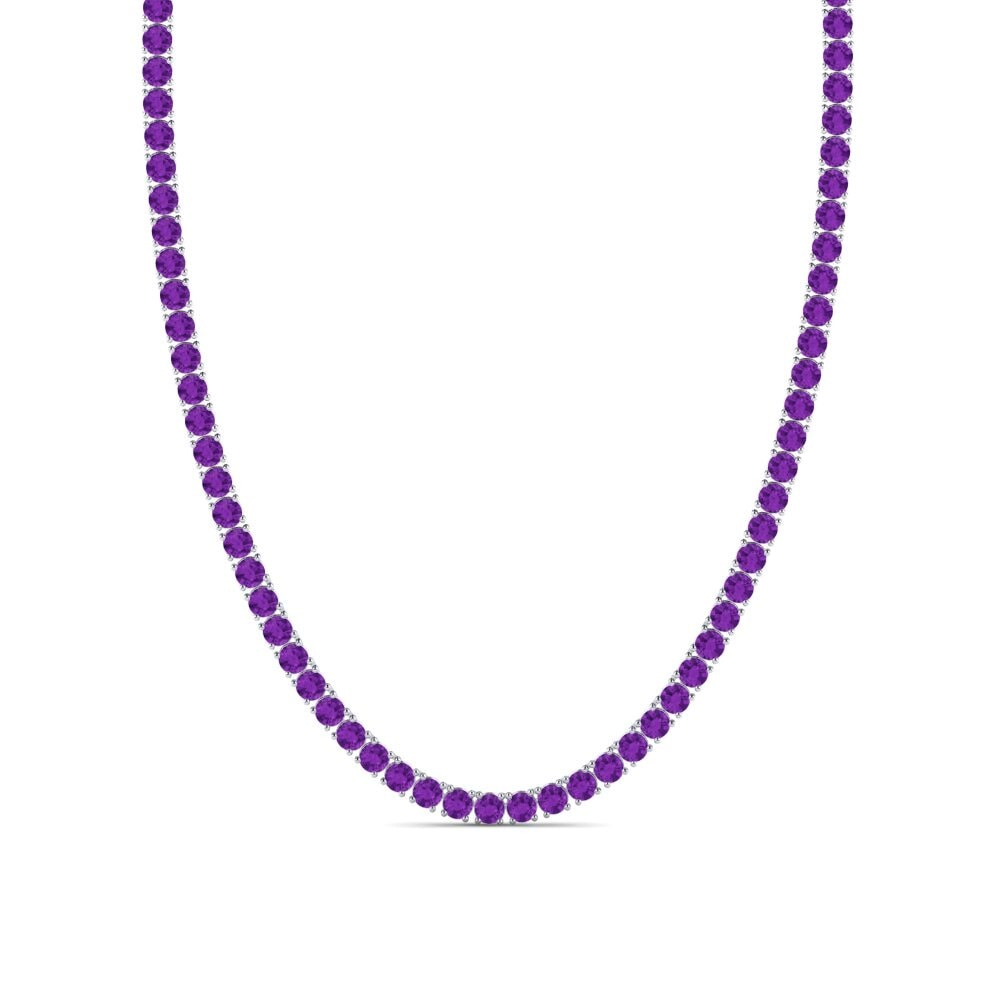 Weißgold 375 Amethyst Herren-Halskette Lobris - 4.00 mm