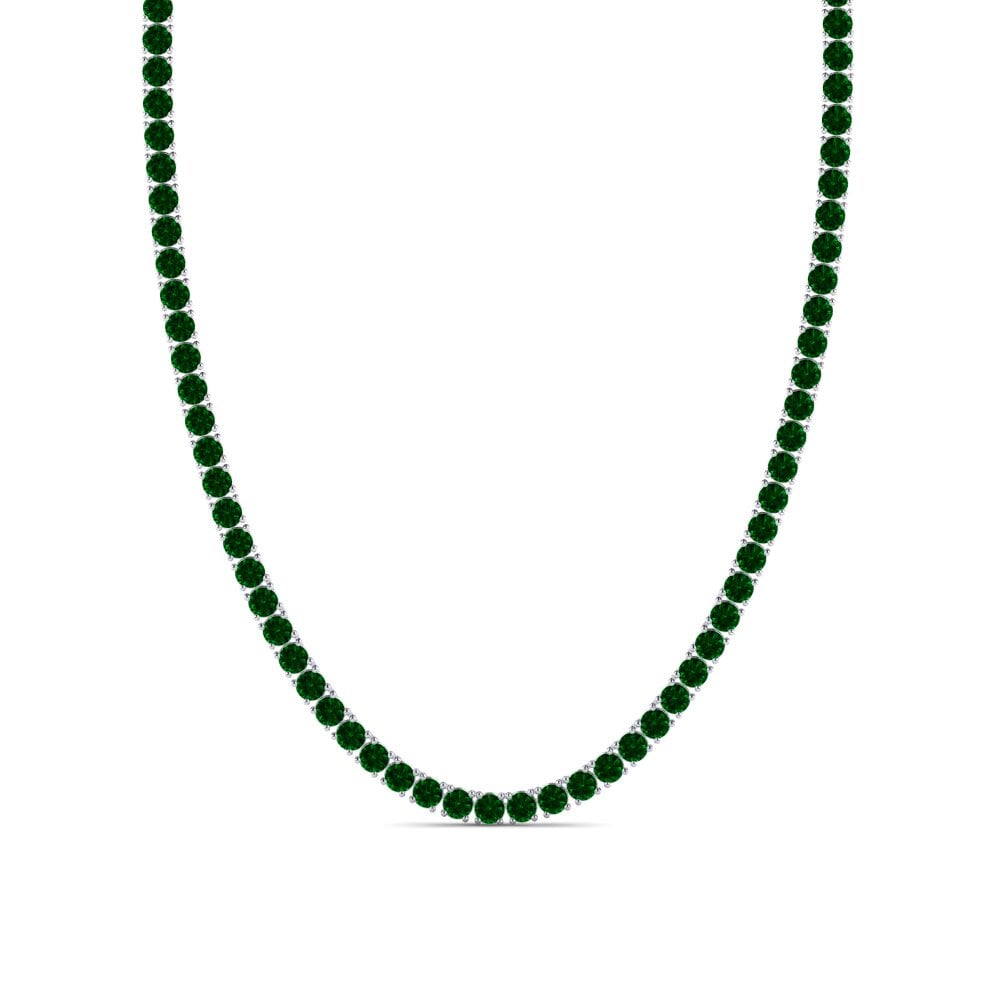 Weißgold 375 Grüner Zirkonia Herren-Halskette Lobris - 4.00 mm