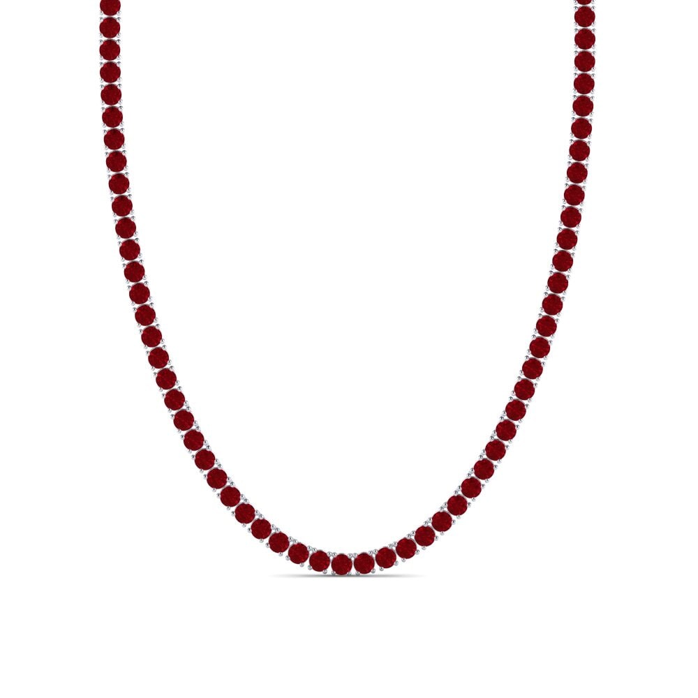 Weißgold 375 Roter Zirkonia Herren-Halskette Lobris - 4.00 mm
