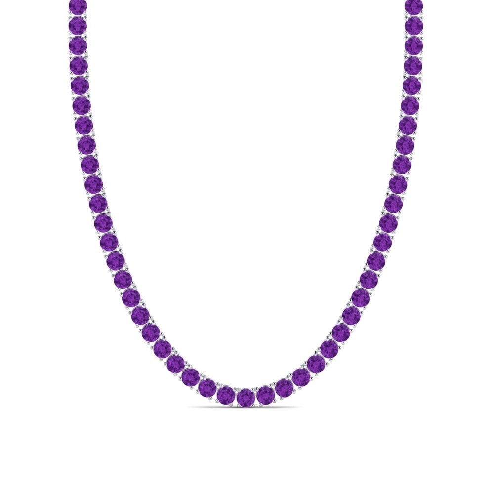 Weißgold 375 Amethyst Herren-Halskette Lobris - 5.00 mm