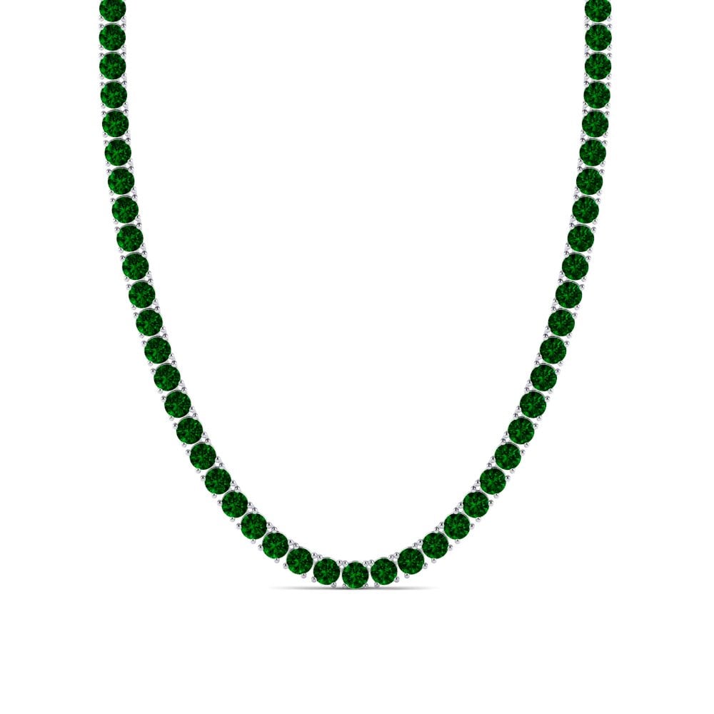 Weißgold 375 Grüner Zirkonia Herren-Halskette Lobris - 5.00 mm