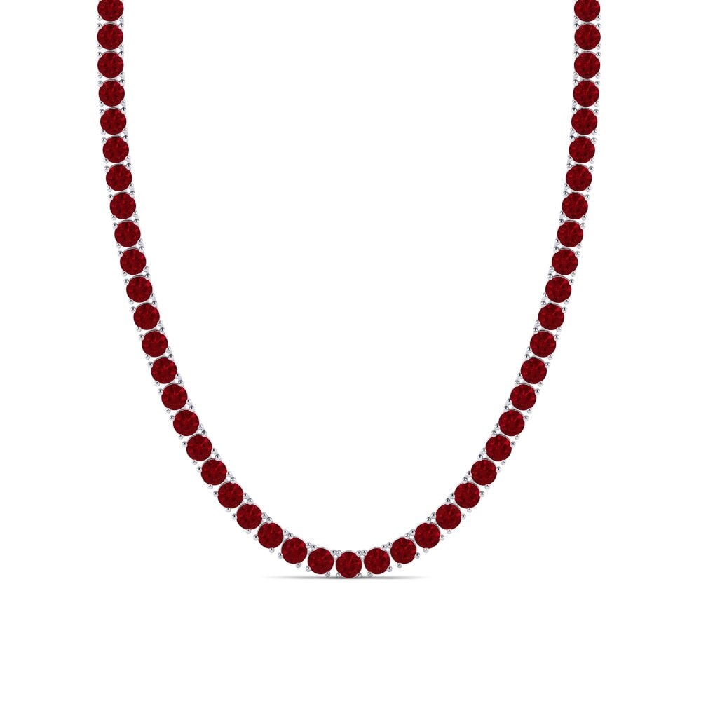 Weißgold 375 Roter Zirkonia Herren-Halskette Lobris - 5.00 mm