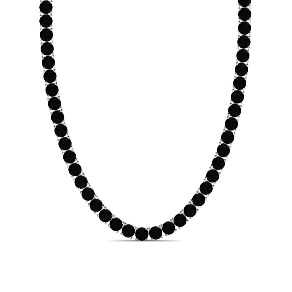 Weißgold 375 Schwarzer Onyx Herren-Halskette Lobris - 6.00 mm