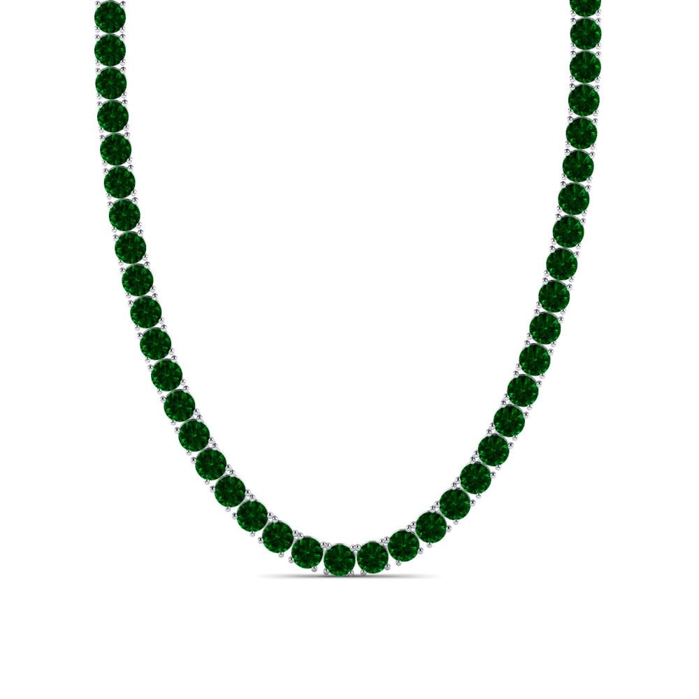 Weißgold 375 Grüner Zirkonia Herren-Halskette Lobris - 6.00 mm