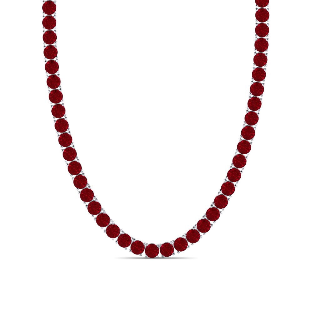 Weißgold 375 Roter Zirkonia Herren-Halskette Lobris - 6.00 mm