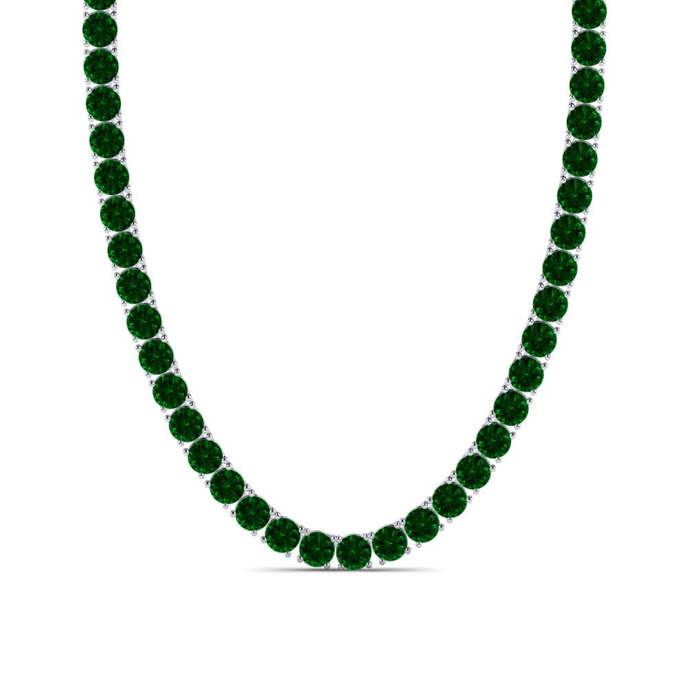 Weißgold 375 Grüner Zirkonia Herren-Halskette Lobris - 6.50 mm