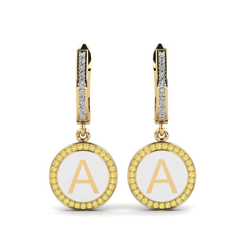Yellow Sapphire Women's Earring Elmolt - A