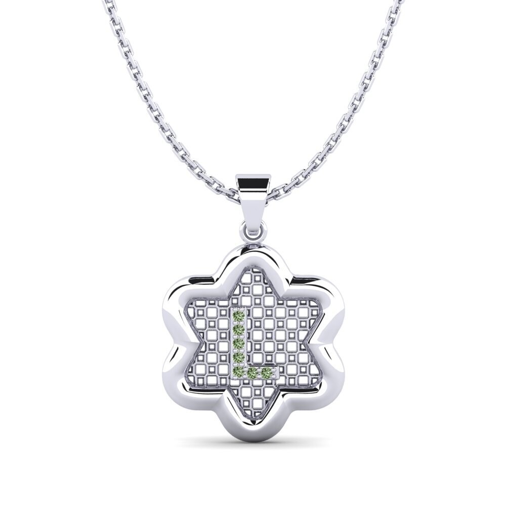 Weiß-Silber Grüner Diamant Damen anhänger Gesticuler - L