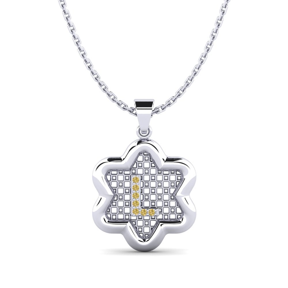 Weiß-Silber Gelber Diamant Damen anhänger Gesticuler - L