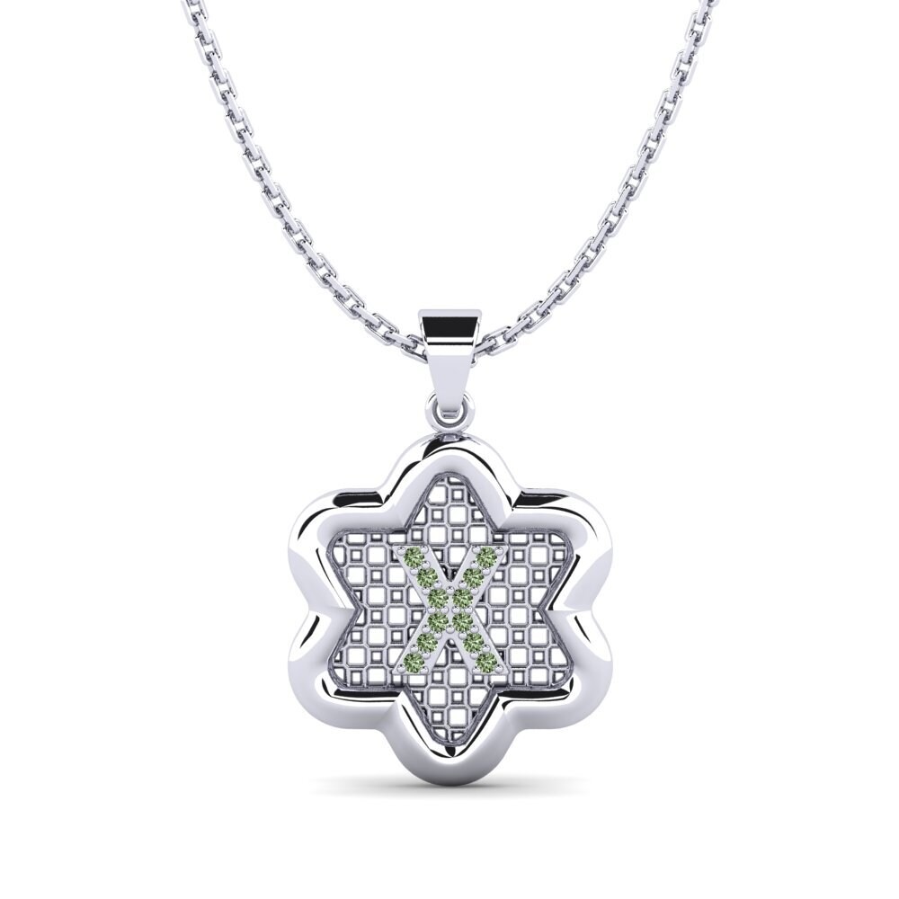 950 Palladium Grüner Diamant Damen anhänger Gesticuler - X