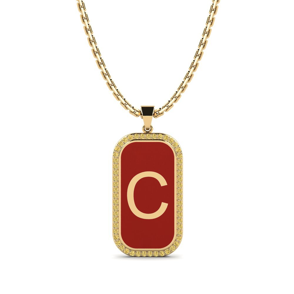 Gelber Diamant Damen anhänger Heure - C