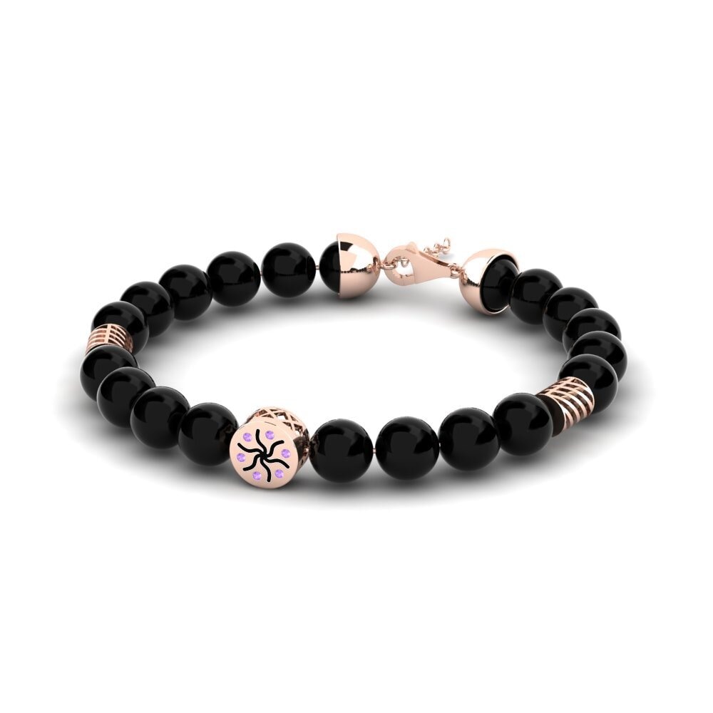 Beaded Amethyst 9K Rose Gold Bracelets