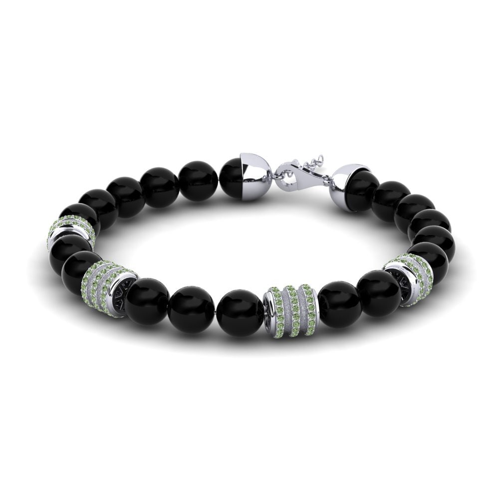 9ct White Gold Green Diamond Men's Bracelet Clindat