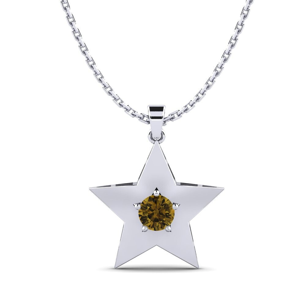 Plata 925 Circón Marrón Colgante de Mujer Alinex