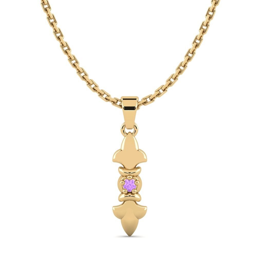 14k Oro Amarillo Amatista Colgante de Mujer Alrasa