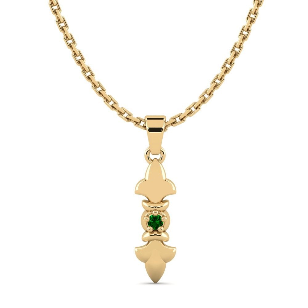 9k Oro Amarillo Circonita Verde Colgante de Mujer Alrasa