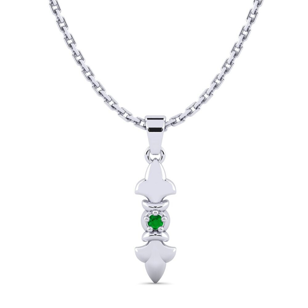 14k Oro Blanco Esmeralda Colgante de Mujer Alrasa