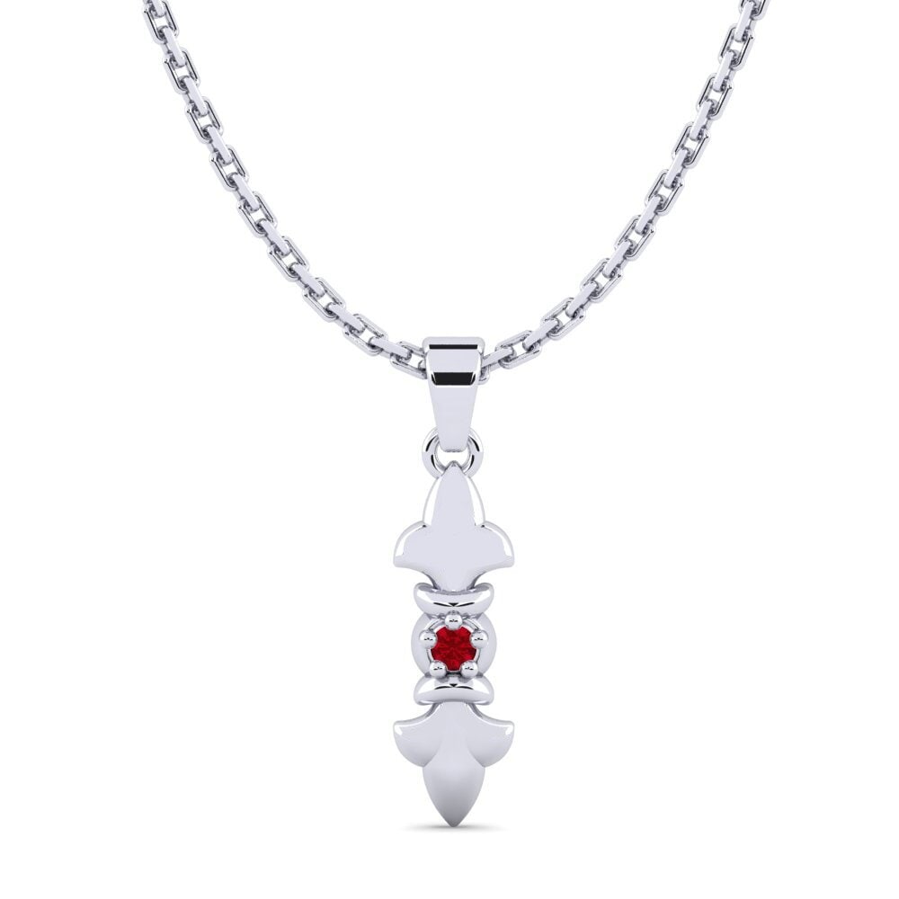 Platino 950 Circonita Roja Colgante de Mujer Alrasa